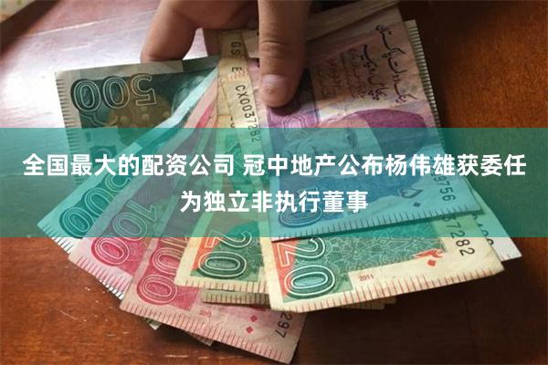 全国最大的配资公司 冠中地产公布杨伟雄获委任为独立非执行董事