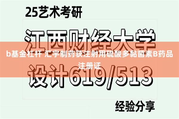b基金杠杆 汇宇制药获注射用硫酸多黏菌素B药品注册证